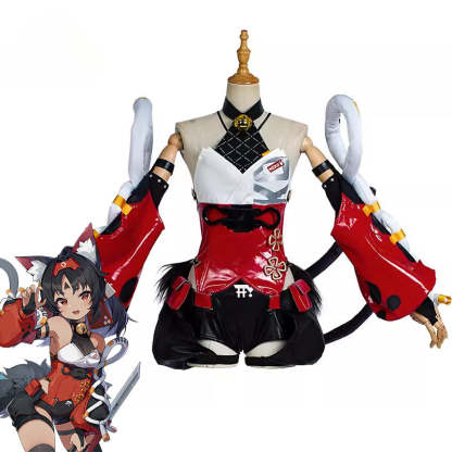 Nekomata Cosplay Costume - Zenless Zone Zero Nekomiya Mana Cat Girl Red Uniform for Women-Astricos