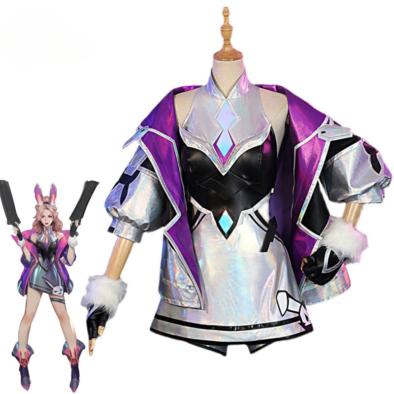 Sexy LOL Battle Bunny Miss Fortune Cosplay Costume - Women's Game Dress with Stockings-Astricos