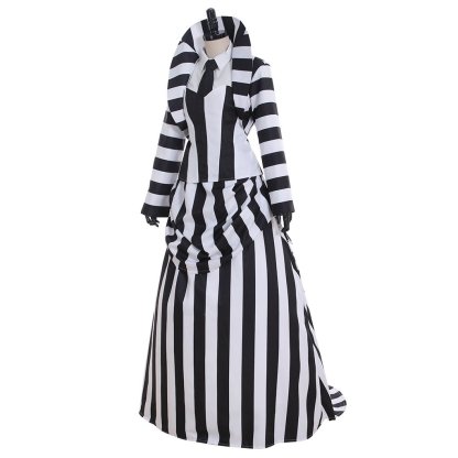 Deluxe Black & White Striped Cosplay Costume | Victorian Elegance Outfit | Astricos-Astricos