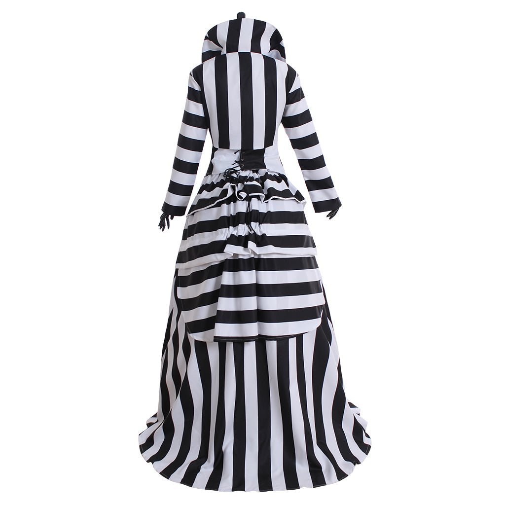 Deluxe Black & White Striped Cosplay Costume | Victorian Elegance Outfit | Astricos-Astricos