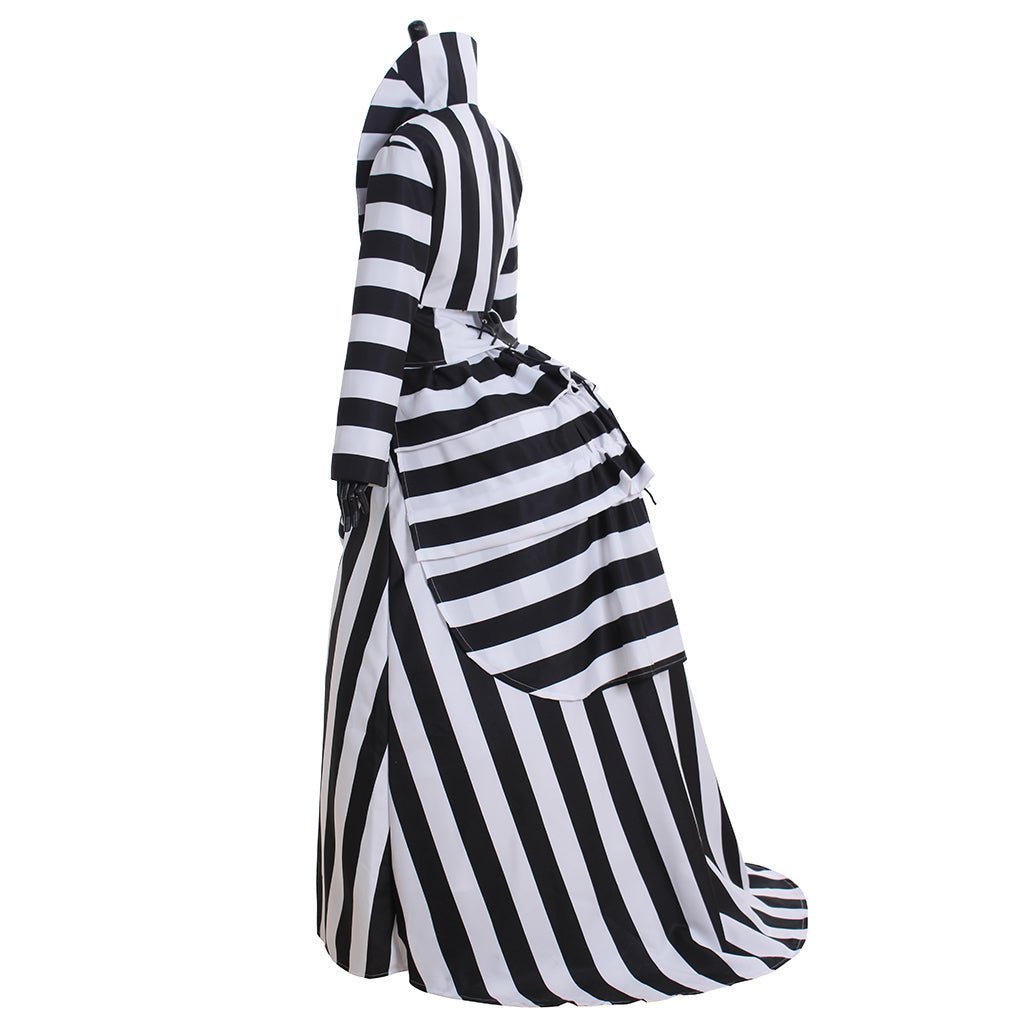 Deluxe Black & White Striped Cosplay Costume | Victorian Elegance Outfit | Astricos-Astricos