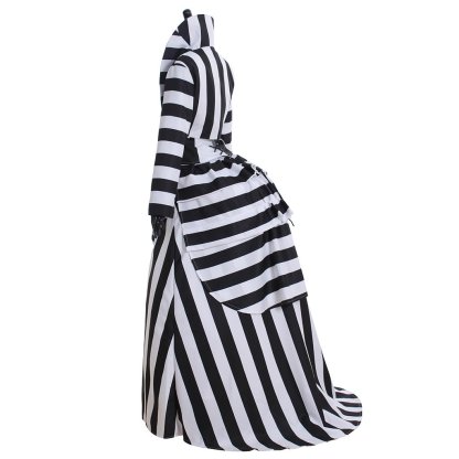 Deluxe Black & White Striped Cosplay Costume | Victorian Elegance Outfit | Astricos-Astricos
