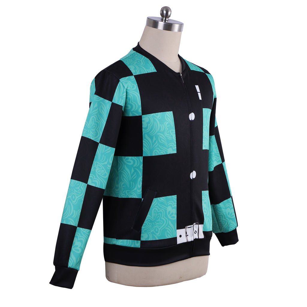Demon Slayer Kamado Tanjirou Cosplay Zip-Up Jacket – Anime Costume Coat | Astricos-Astricos