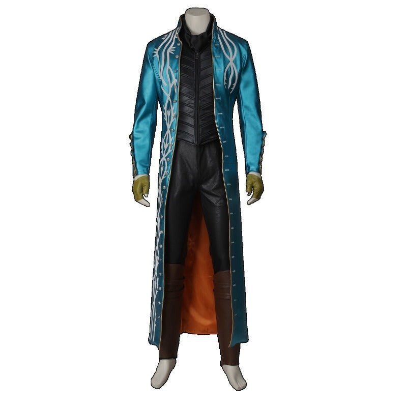 Vergil Cosplay Leather Trench Coat - Devil May Cry 3 Halloween Costume-Astricos