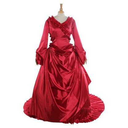 Dracula Mina Red Bustle Vampire Dress Cosplay Costume for Women - Victorian Gothic Party Outfit-Astricos
