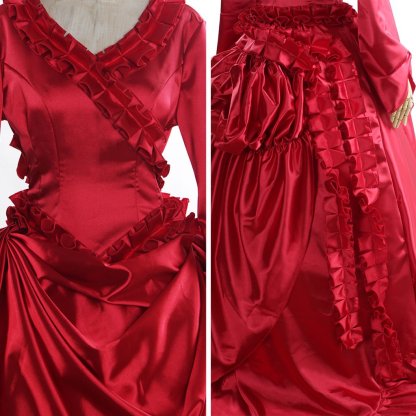 Dracula Mina Red Bustle Vampire Dress Cosplay Costume for Women - Victorian Gothic Party Outfit-Astricos