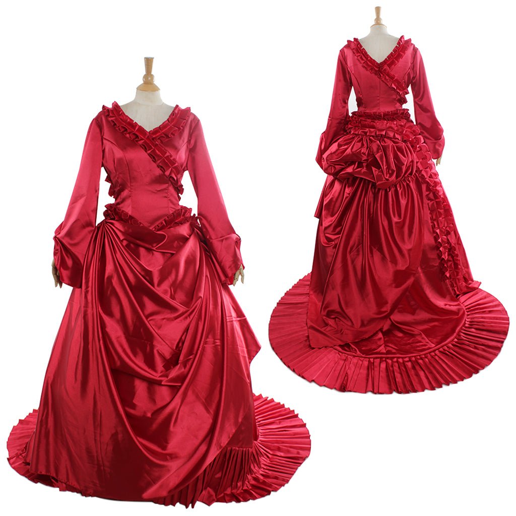 Dracula Mina Red Bustle Vampire Dress Cosplay Costume for Women - Victorian Gothic Party Outfit-Astricos