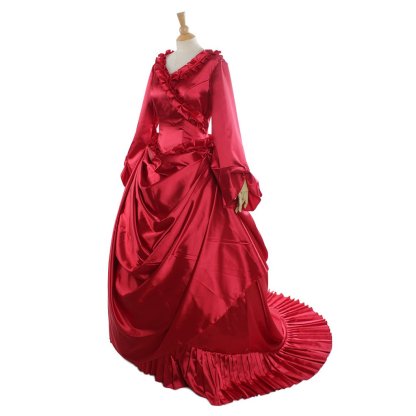 Dracula Mina Red Bustle Vampire Dress Cosplay Costume for Women - Victorian Gothic Party Outfit-Astricos