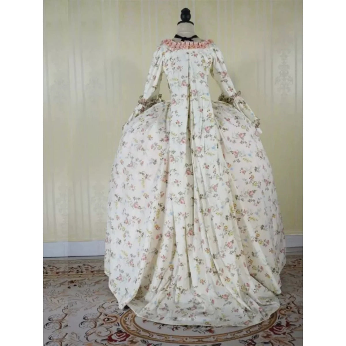 Renaissance Pink Floral Dress - French Style Rococo Baroque Princess Gown-Astricos