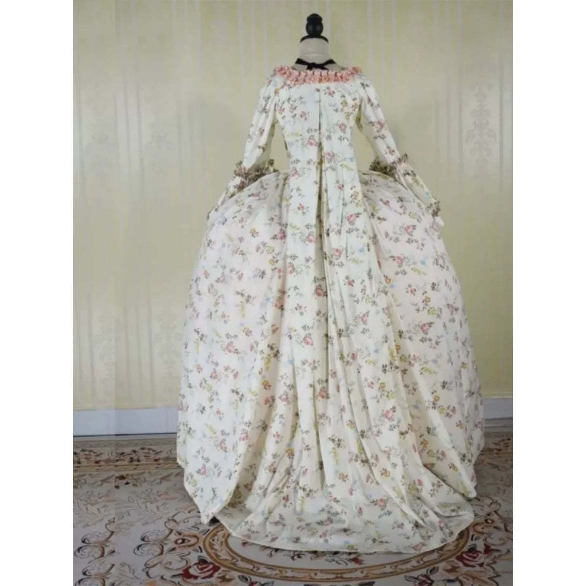 Renaissance Pink Floral Dress - French Style Rococo Baroque Princess Gown-Astricos