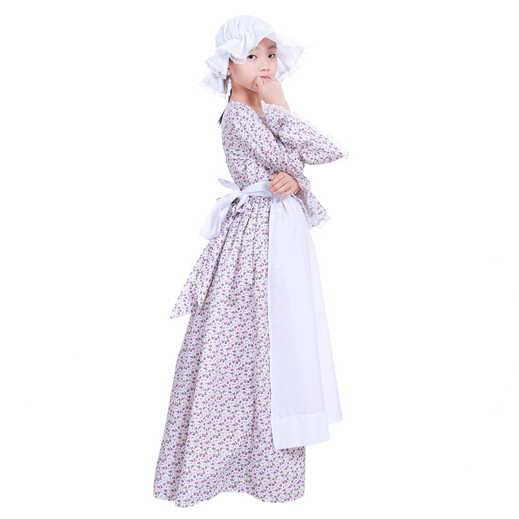 Prairie Colonial Maid Girls Kids Costume - Authentic Victorian Medieval Cosplay Dress-Astricos