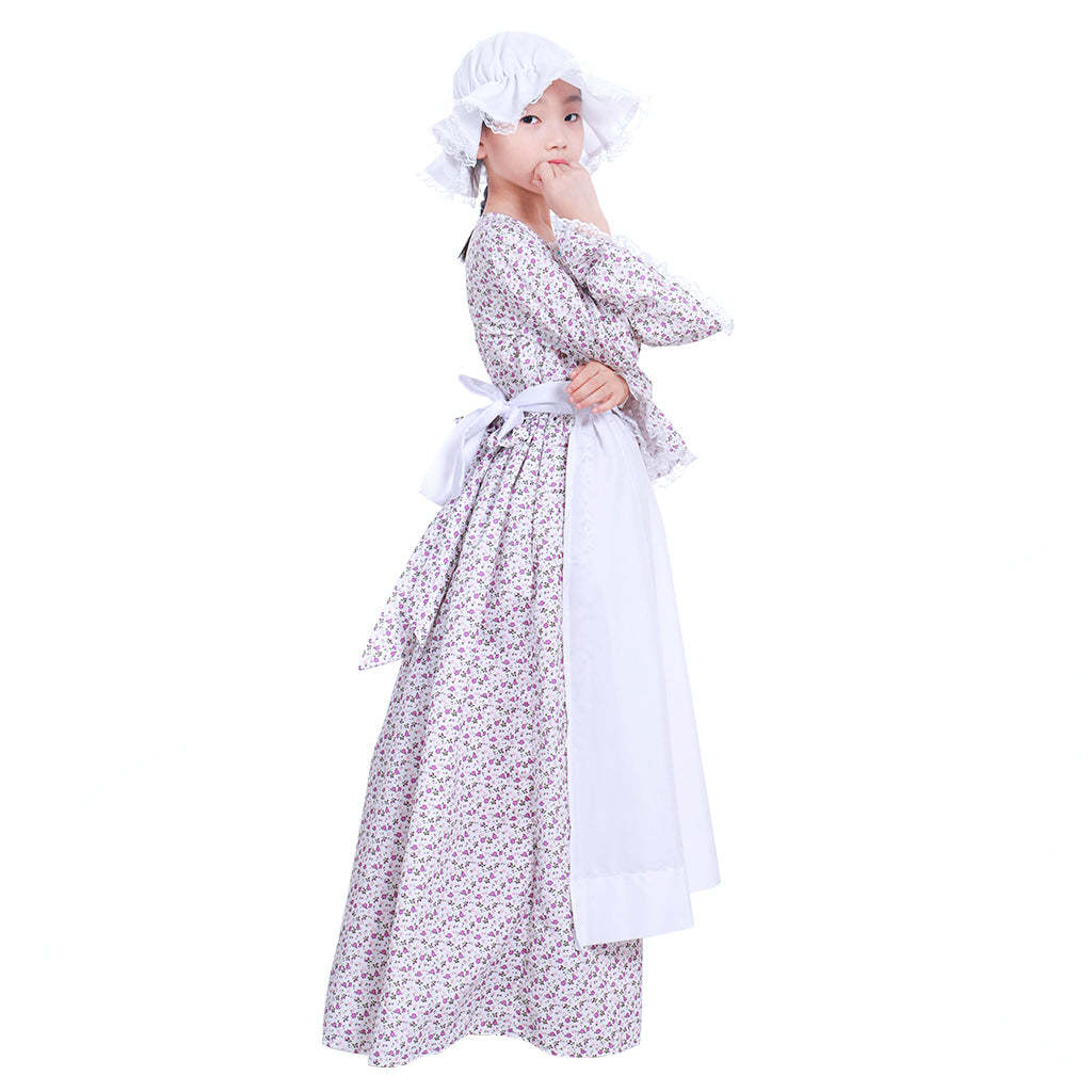 Prairie Colonial Maid Girls Kids Costume - Authentic Victorian Medieval Cosplay Dress-Astricos