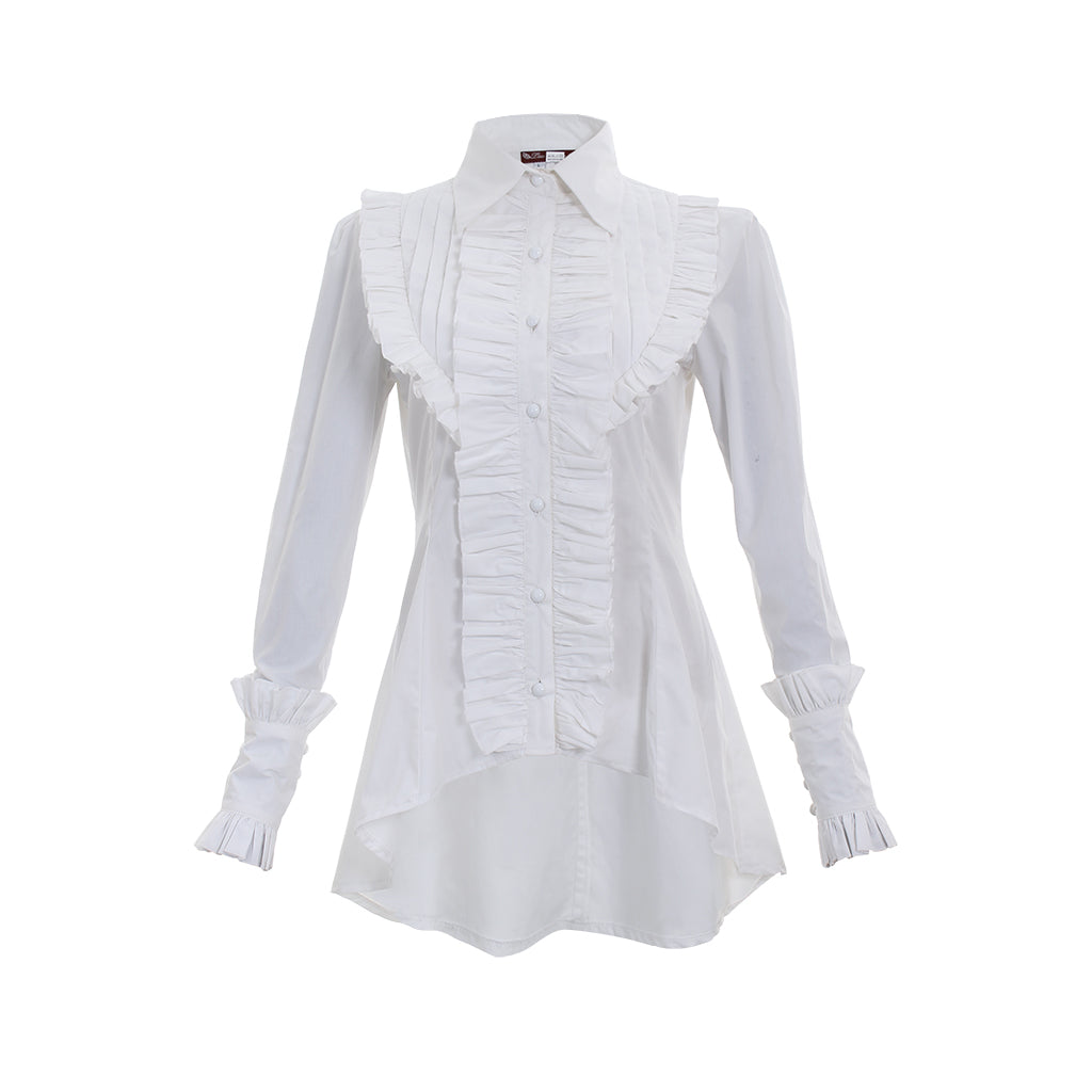 Victorian Gothic Women's Romantic Vintage Ruffle White Blouse - Steampunk Fashion Top-Astricos