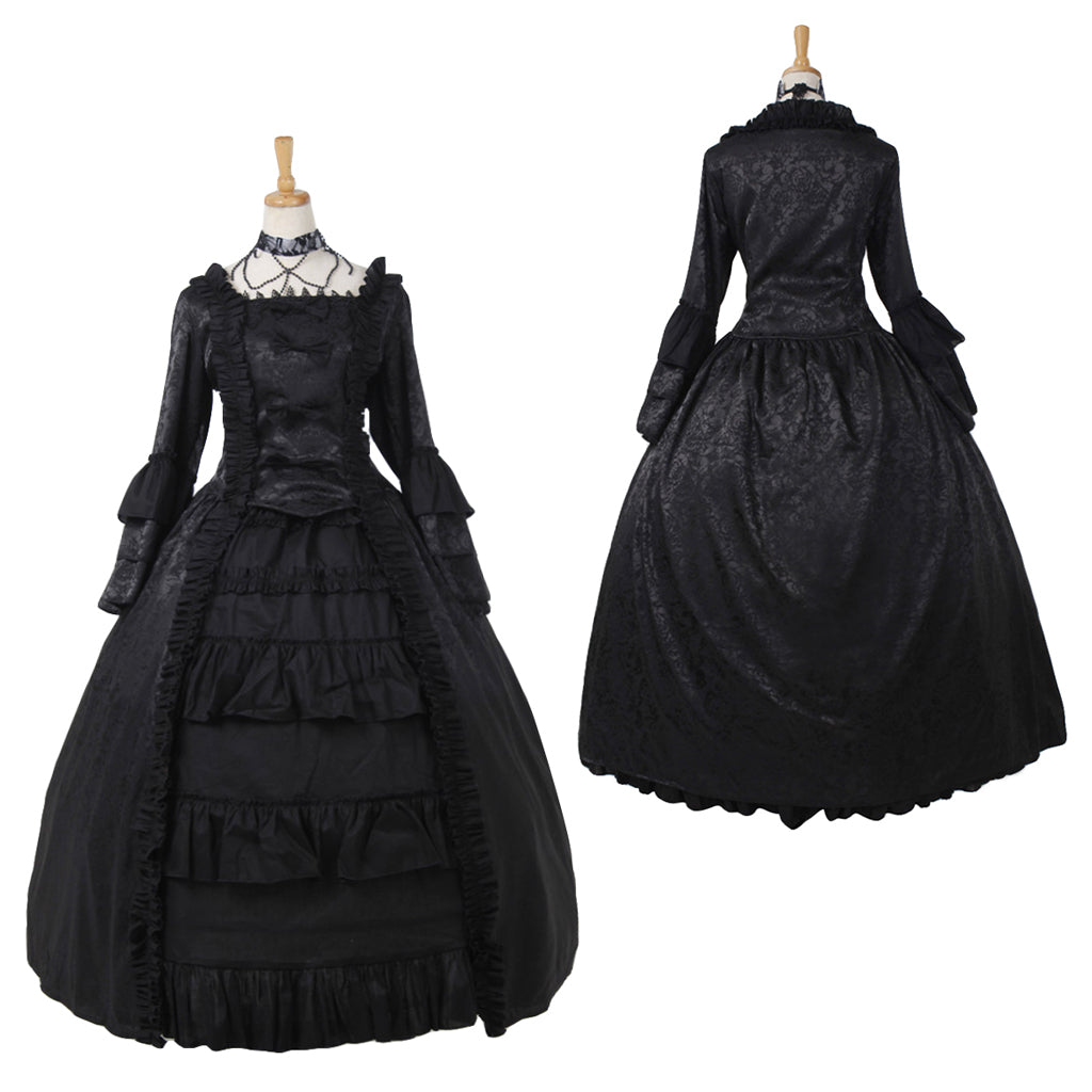 Gothic Victorian Strawberry Lolita Dress - Elegant Black Cosplay Costume for Anime Fans-Astricos