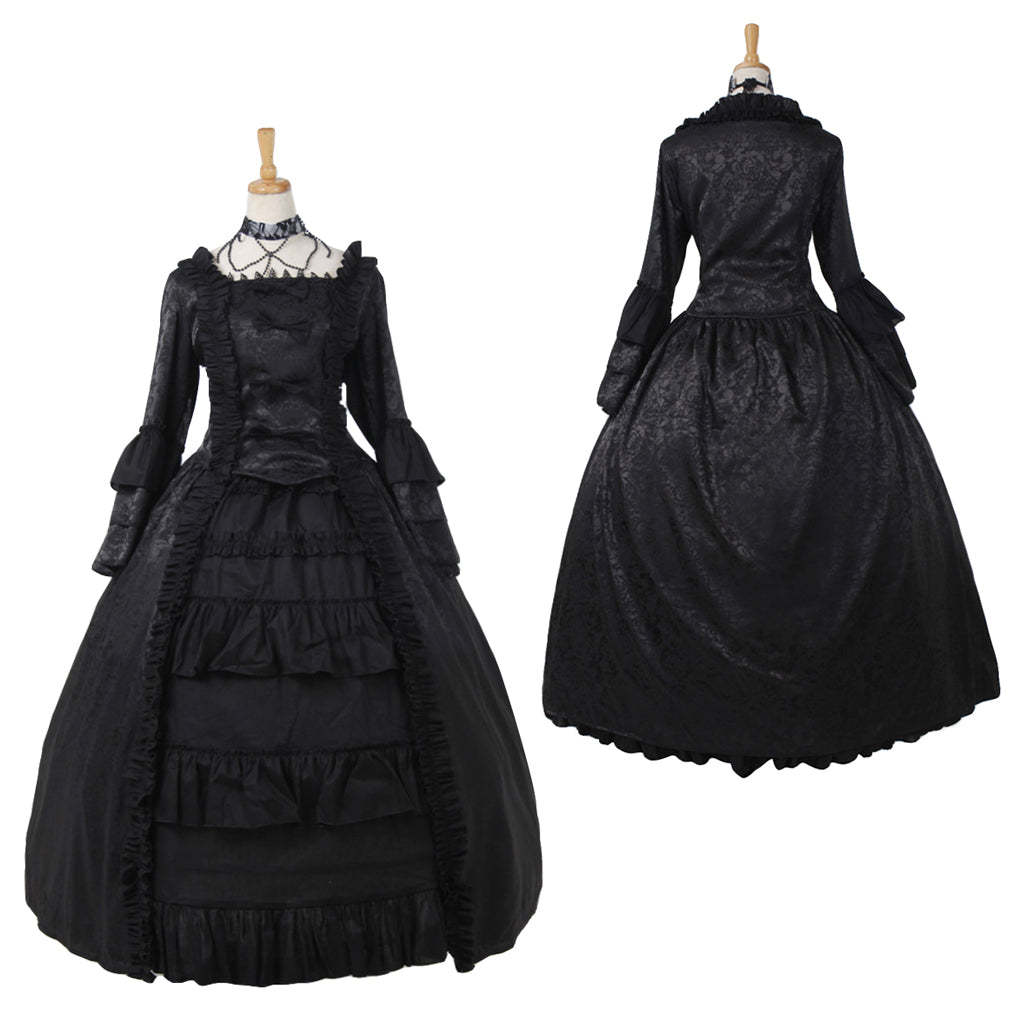 Gothic Victorian Strawberry Lolita Dress - Elegant Black Cosplay Costume for Anime Fans-Astricos