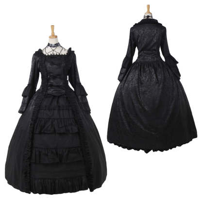 Gothic Victorian Strawberry Lolita Dress - Elegant Black Cosplay Costume for Anime Fans-Astricos