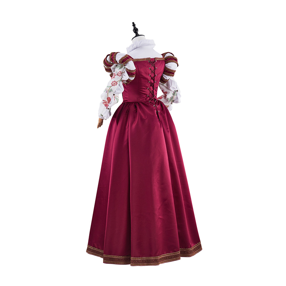 Tudor Dynasty Red Waistcoat Floral Dress - Premium Cosplay Costume-Astricos