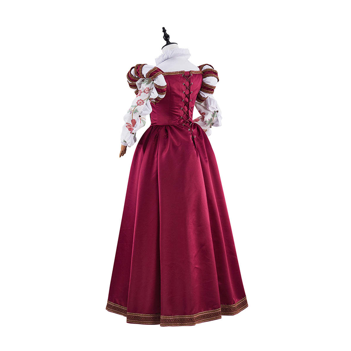 Tudor Dynasty Red Waistcoat Floral Dress - Premium Cosplay Costume-Astricos