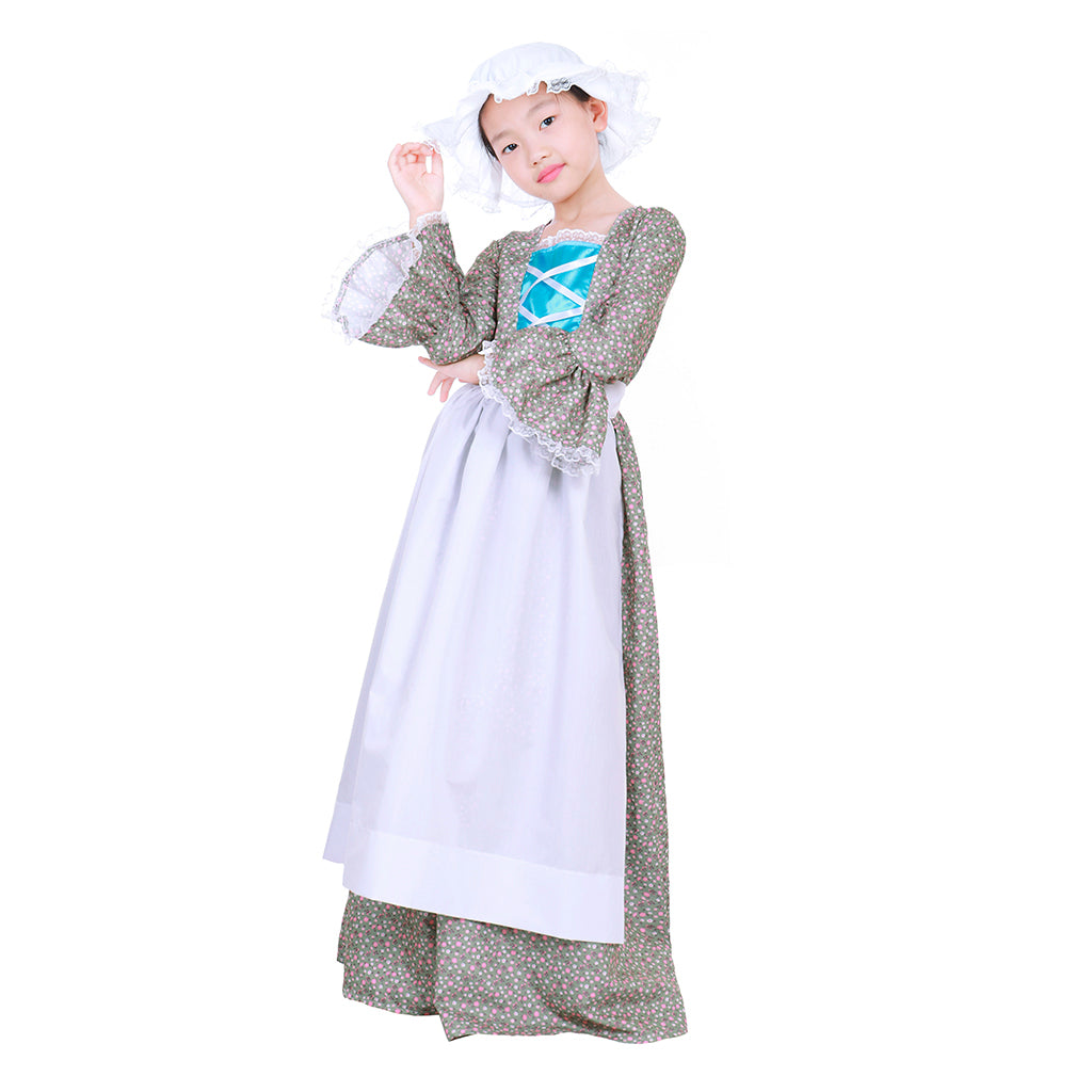 Authentic Pioneer Prairie Colonial Maid Costume for Girls & Kids | Astricos-Astricos