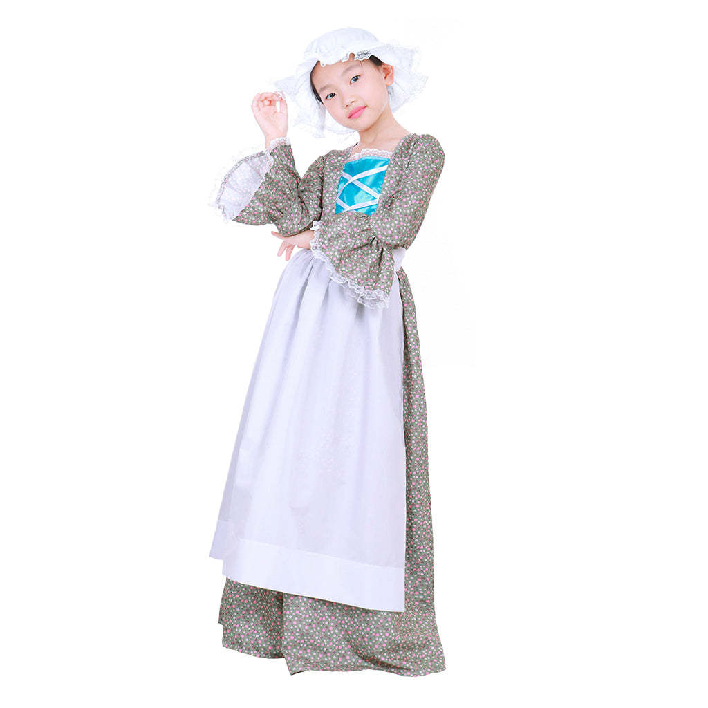 Authentic Pioneer Prairie Colonial Maid Costume for Girls & Kids | Astricos-Astricos