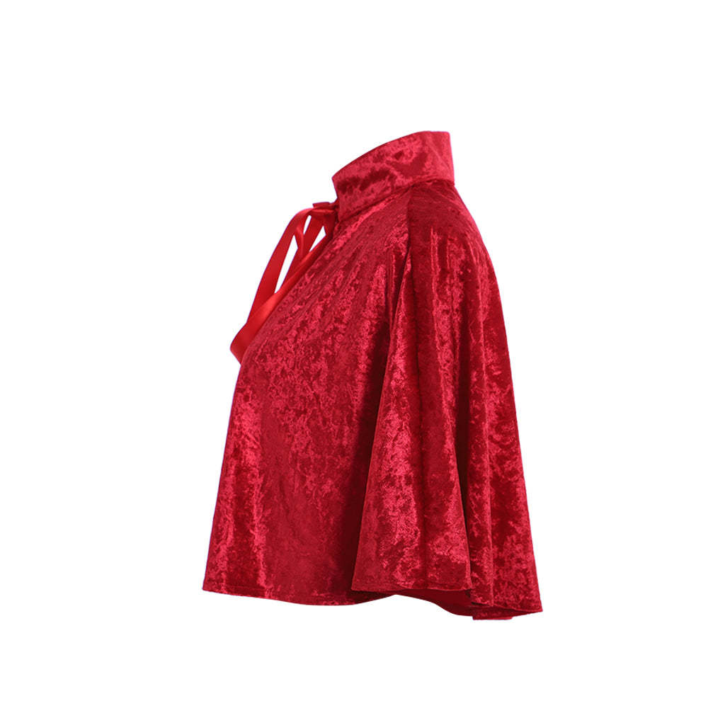 Elegant Red Victorian Steampunk Cloak - Gothic Medieval Lolita Capelet for Women-Astricos