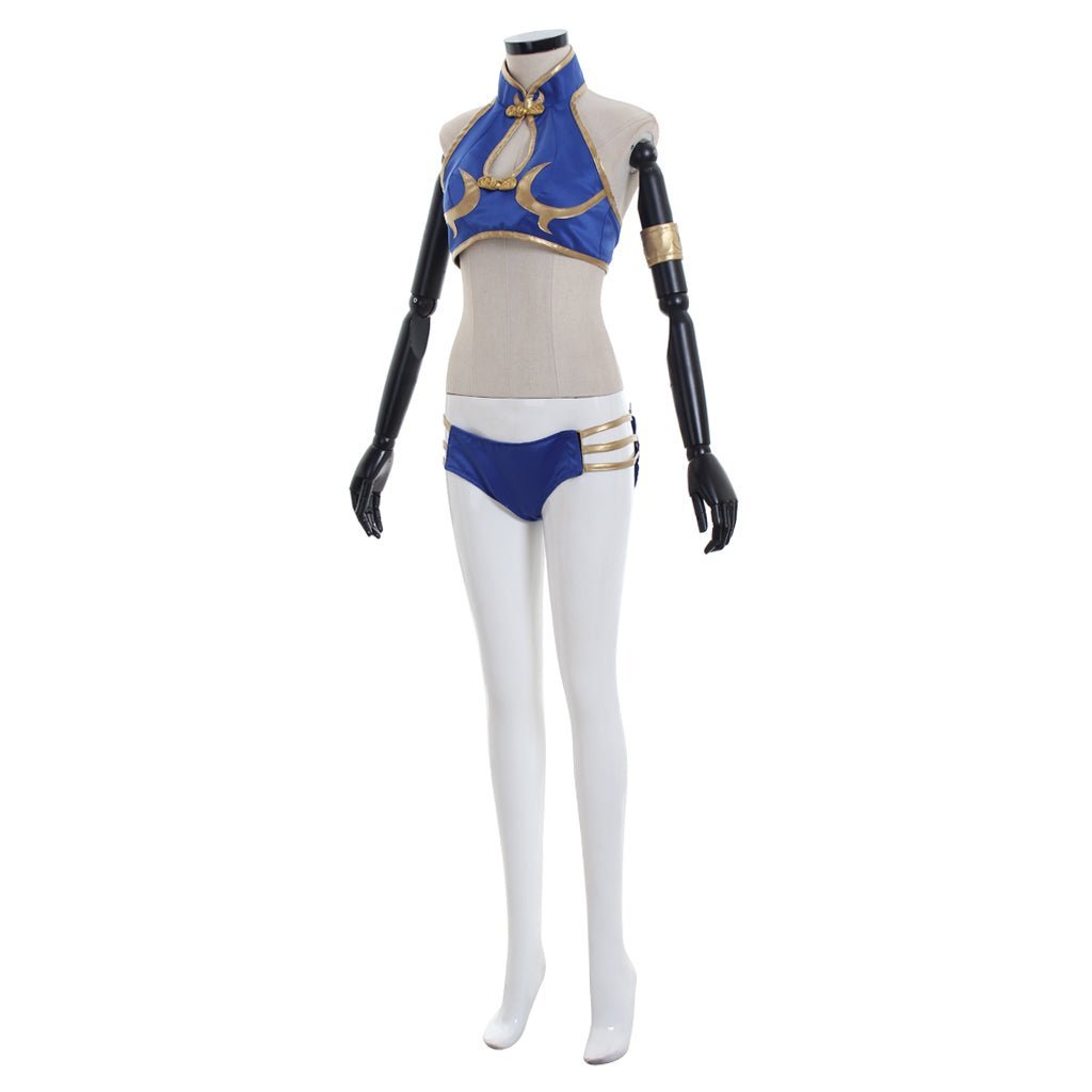 Elastic Li Sexy Swimsuit Cosplay Costume - Two-Piece Game Character Outfit-Astricos
