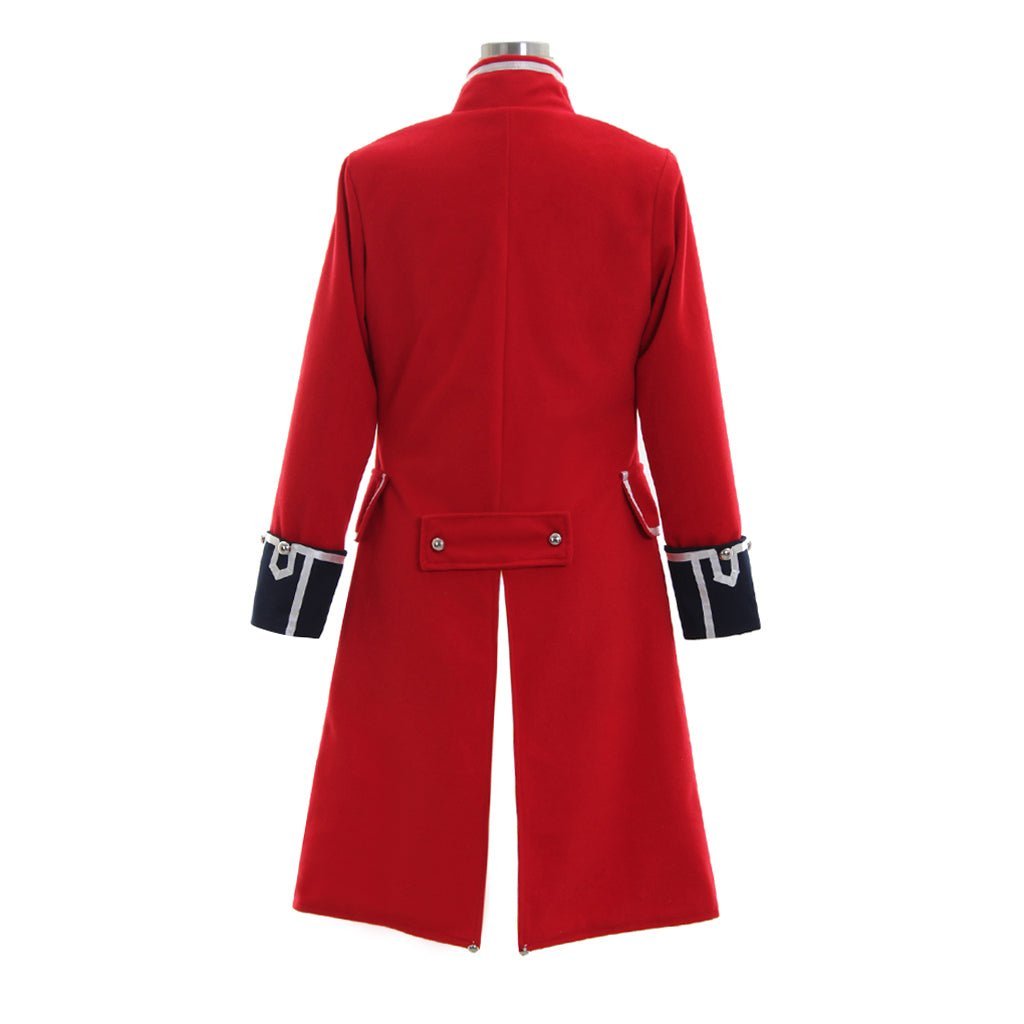 Elegant Red Wool Pirate Coat with Black Cuffs for Women – Napoleon Jacket Style Costume | Astricos-Astricos