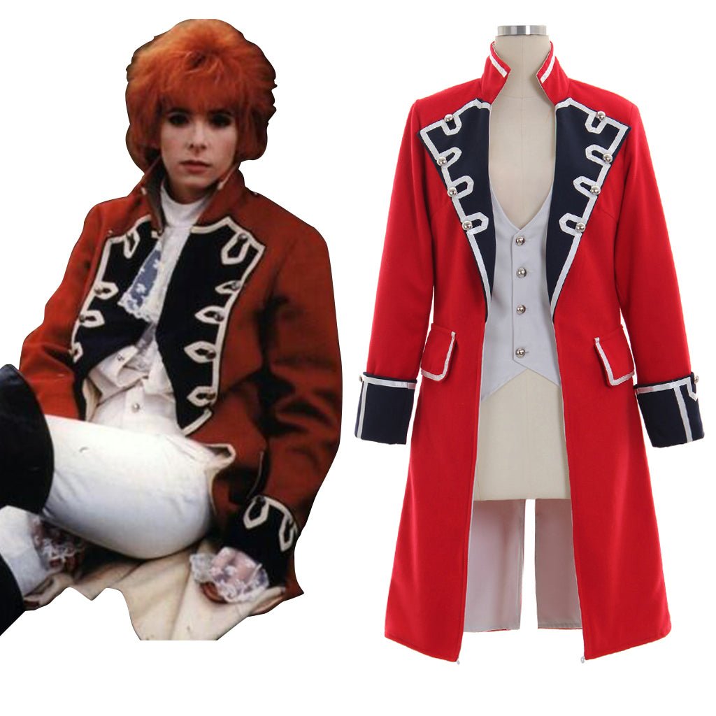 Elegant Red Wool Pirate Coat with Black Cuffs for Women – Napoleon Jacket Style Costume | Astricos-Astricos