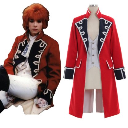 Elegant Red Wool Pirate Coat with Black Cuffs for Women – Napoleon Jacket Style Costume | Astricos-Astricos