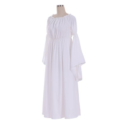 Elegant White Regency Ball Gown Dress | Medieval Masquerade Tea Gown | Authentic Lady Regency Style-Astricos