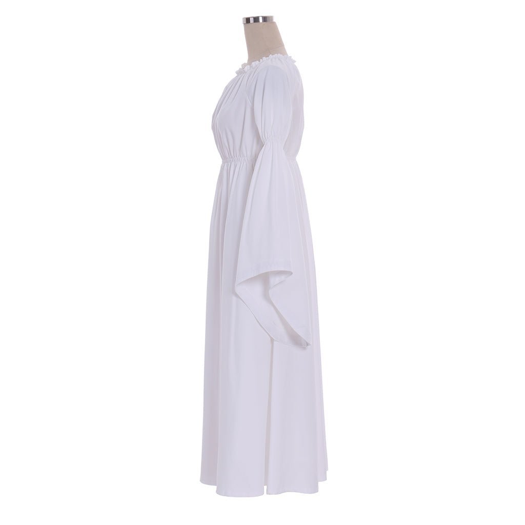 Elegant White Regency Ball Gown Dress | Medieval Masquerade Tea Gown | Authentic Lady Regency Style-Astricos