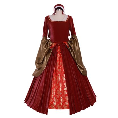 Elizabeth Tudor Anne Boleyn Red Dress Costume | The Other Boleyn Girl Cosplay Gown | Tudor Series-Astricos