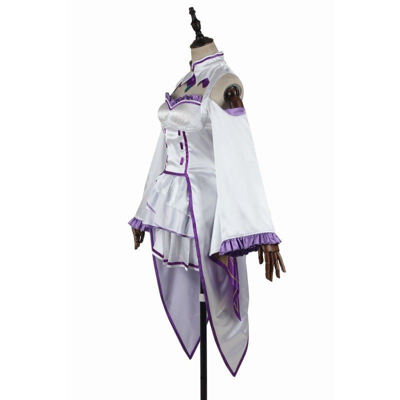 Emilia Cosplay Costume - Re:Zero Kara Hajimeru Isekai Seikatsu Anime Dress with Headdress for Halloween Party - Astricos