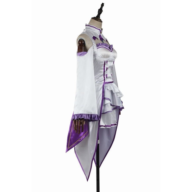 Emilia Cosplay Costume - Re:Zero Kara Hajimeru Isekai Seikatsu Anime Dress with Headdress for Halloween Party - Astricos