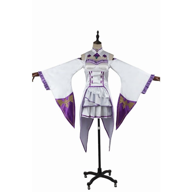 Emilia Cosplay Costume - Re:Zero Kara Hajimeru Isekai Seikatsu Anime Dress with Headdress for Halloween Party - Astricos