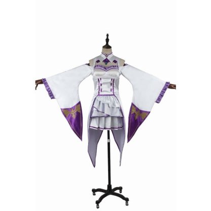 Emilia Cosplay Costume - Re:Zero Kara Hajimeru Isekai Seikatsu Anime Dress with Headdress for Halloween Party - Astricos