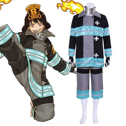 Fire Force Anime Enen no Shouboutai Men's Work Clothes Cosplay Costume-Astricos