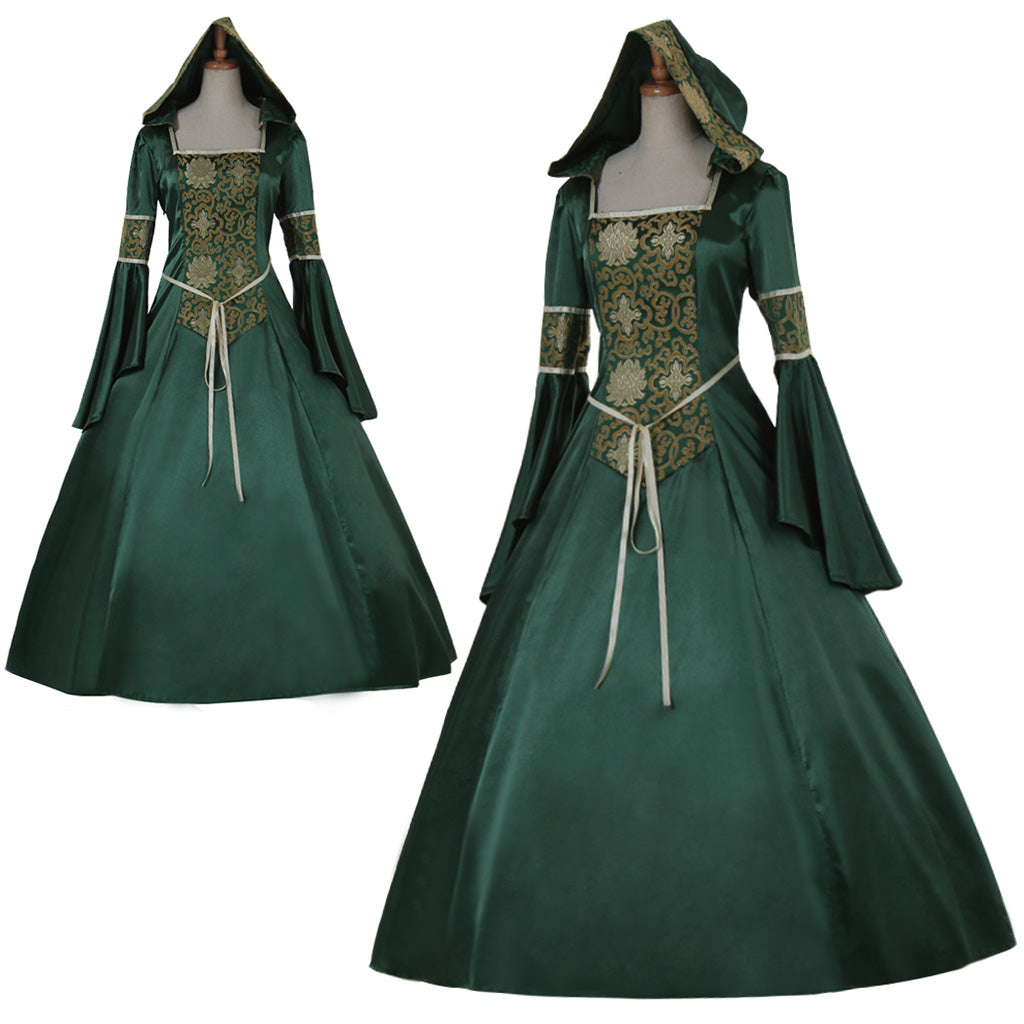 Elegant Medieval Noble Ball Gowns for Women - Victorian Gothic Evening Dresses in Green-Astricos