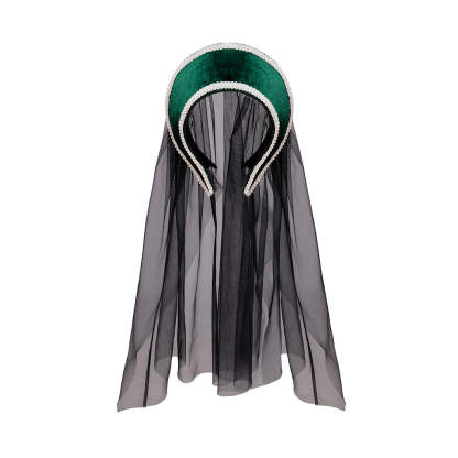 Elegant Blue Tudor Hat with Black Veil Cape - Renaissance Cosplay Costume Headwear-Astricos