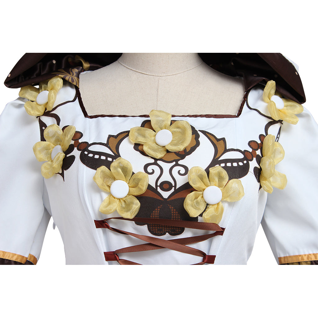 Medieval Victorian Renaissance Gothic Hooded Wedding Dress with Flora Flower Laceup-Astricos