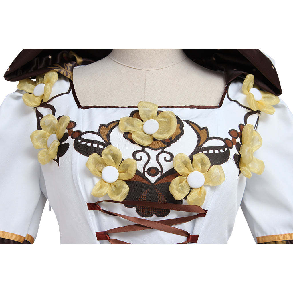 Medieval Victorian Renaissance Gothic Hooded Wedding Dress with Flora Flower Laceup-Astricos