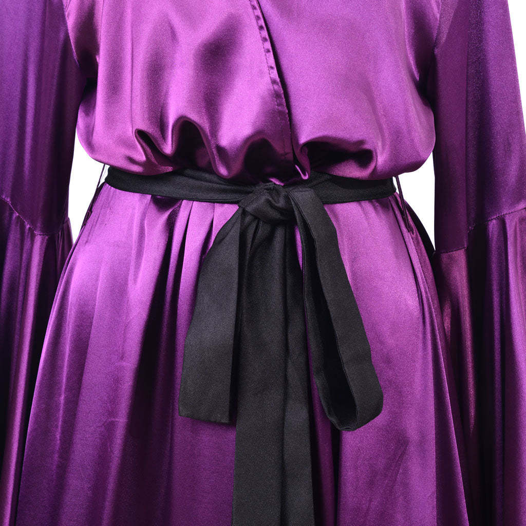 Medieval Ladies Robe Pajamas - Vintage Wedding Long Bridal Boudoir Robe in Purple Luxury Evening Dress-Astricos