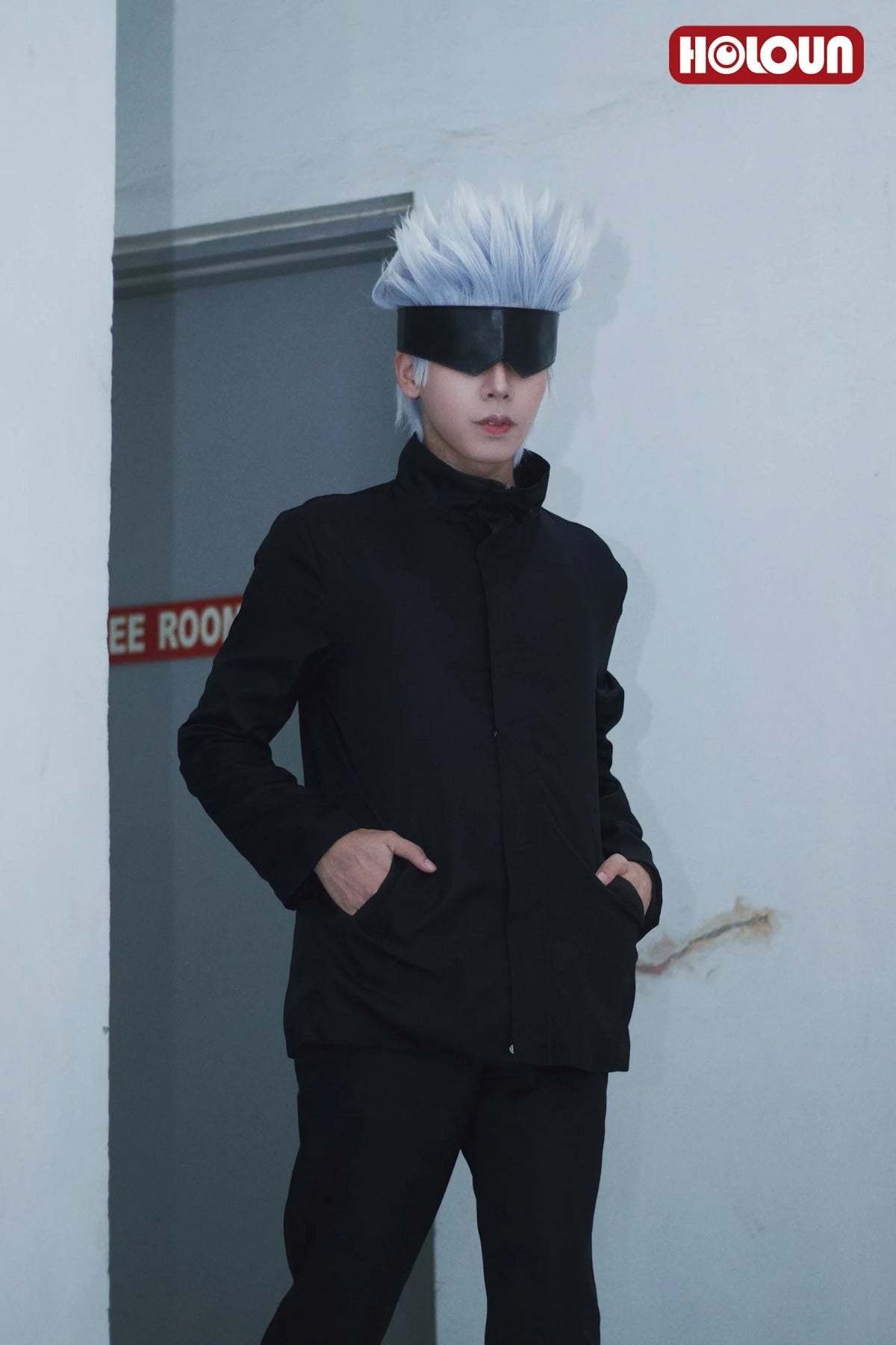 Jujutsu Kaisen JJK Satoru Gojo Cosplay Costume - Shibuya Incident Black Uniform with Wig & Rose-Astricos