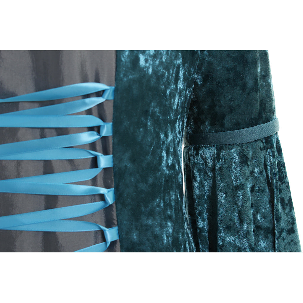 Elegant Lady's Medieval Renaissance Blue Velvet Ball Gown Costume | Astricos-Astricos