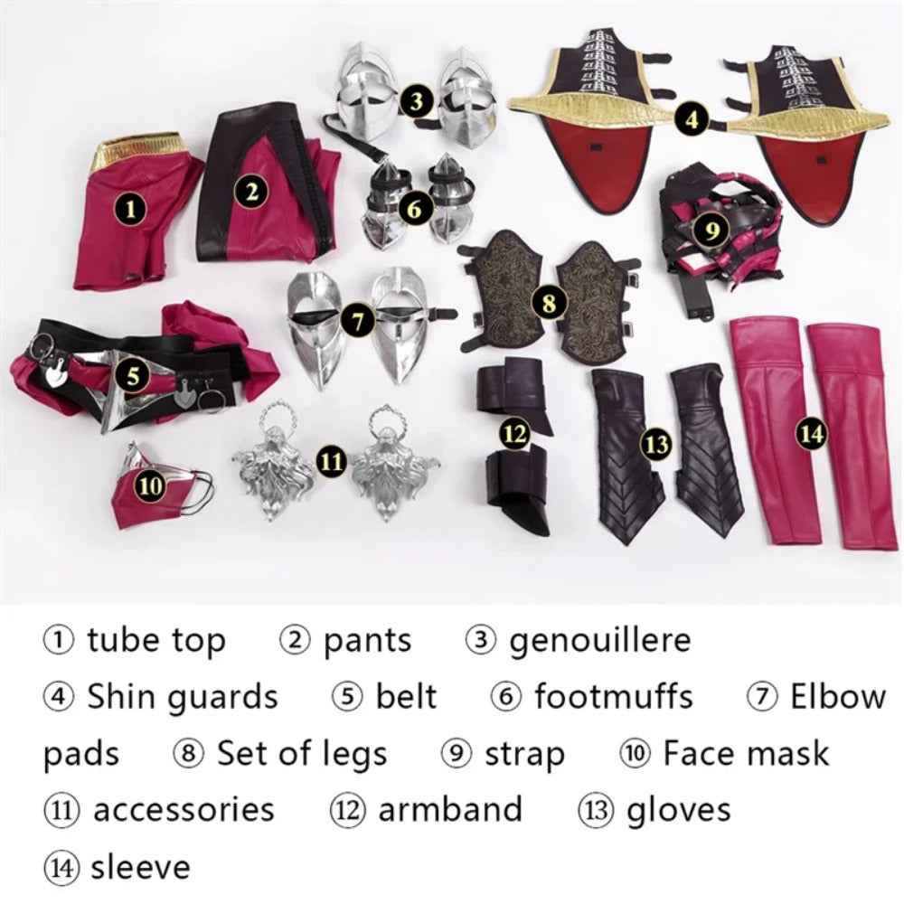 Sexy Mileena Cosplay Costume - Mortal Kombat Halloween Battle Outfit Full Set-Astricos