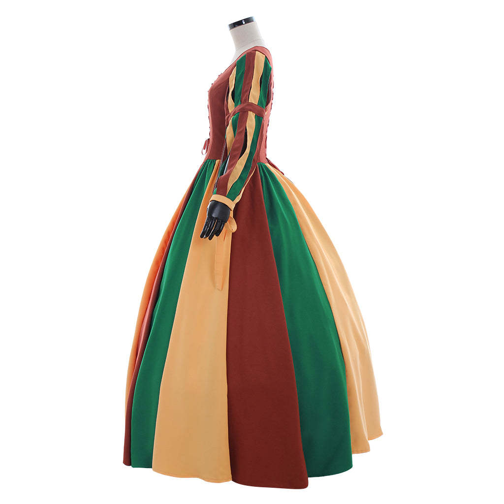 Rainbow Vintage Medieval Victorian Evening Dress for Women – Elegant Cosplay Costume-Astricos
