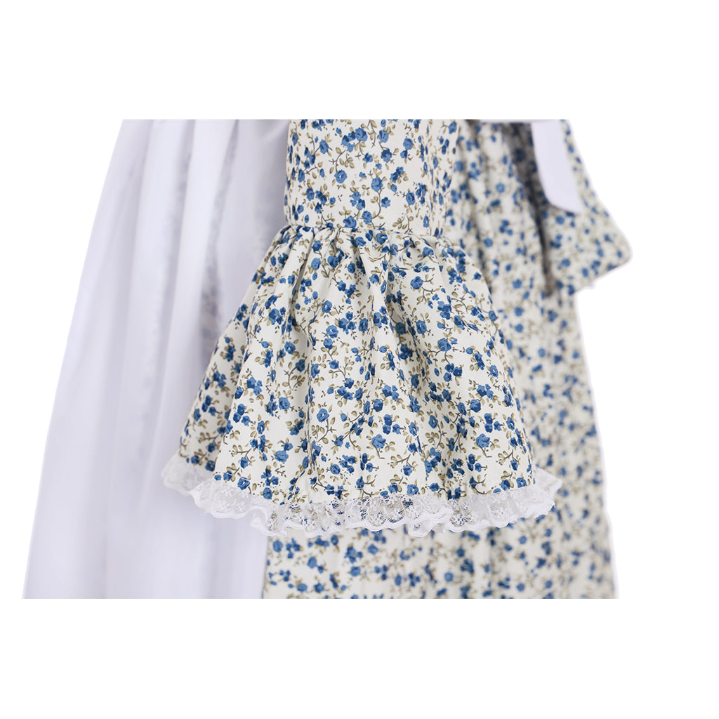 Victorian Pioneer Pilgrim Wench Floral Prairie Dress - Women's Countryside Colonial Lolita Costume-Astricos