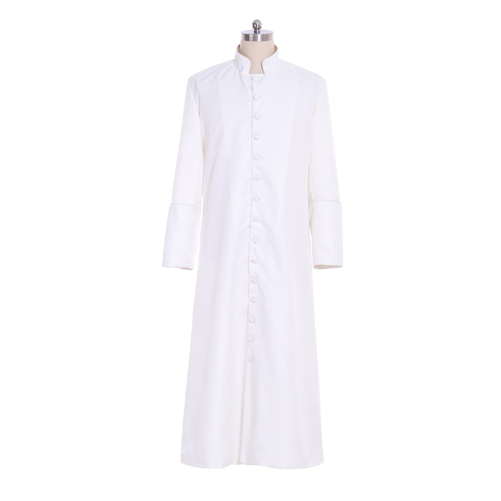 Authentic Roman White Priest Cassock Robe - Medieval Clergyman Vestments & Gothic Wizard Costume-Astricos