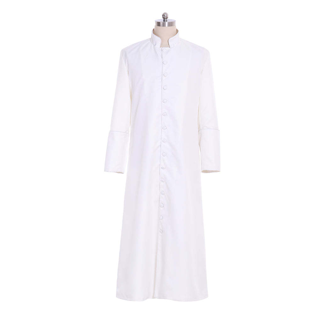 Authentic Roman White Priest Cassock Robe - Medieval Clergyman Vestments & Gothic Wizard Costume-Astricos