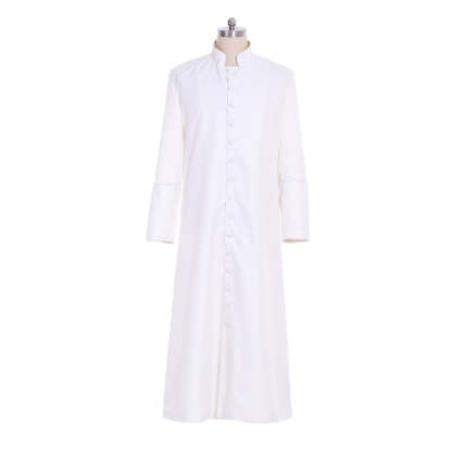 Authentic Roman White Priest Cassock Robe - Medieval Clergyman Vestments & Gothic Wizard Costume-Astricos